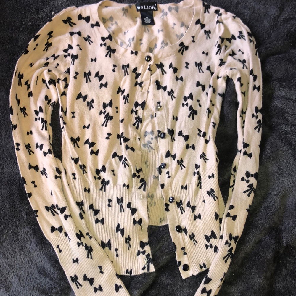 Wet seal bow cardigan
